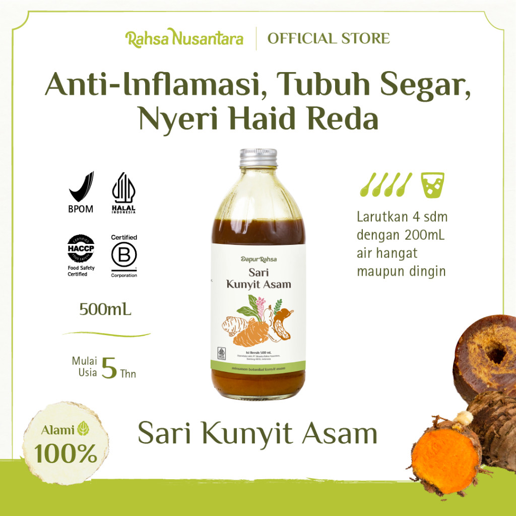 

Sari Kunyit Asam 500mL | BPOM by Rahsa Nusantara Jamu Sirup Herbal Tradisional
