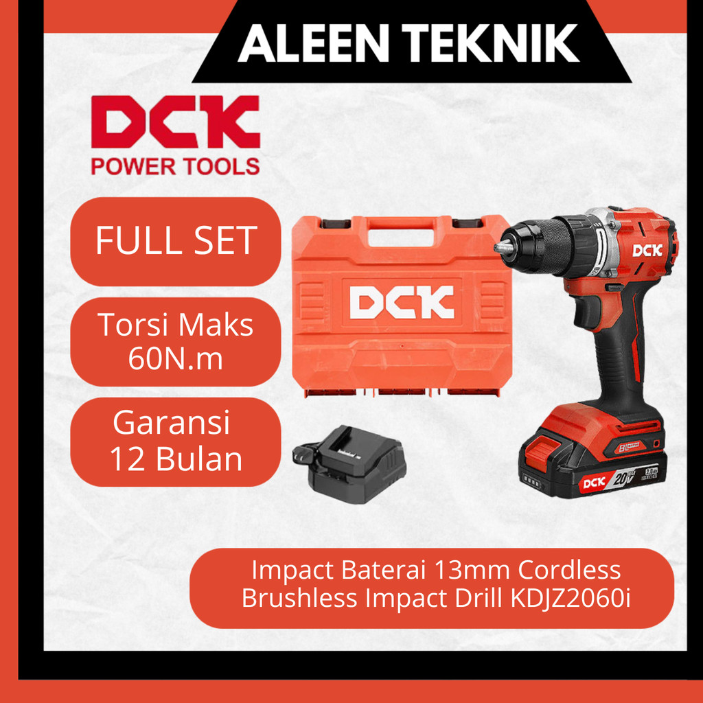 Mesin Bor Impact Baterai 13mm DCK KDJZ2060i Cordless Brushless Impact Drill