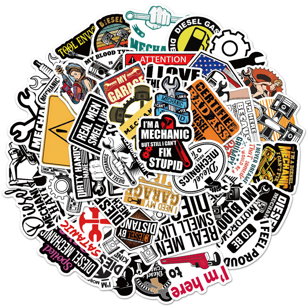 

10/30/50pcs Diesel mechanic stickers For Suitcase Skateboard Laptop Luggage Phone Styling DIY Decal Pegatina