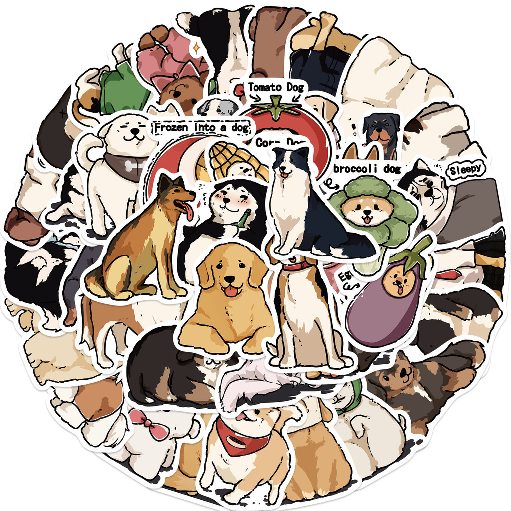 

50PCS Fun Cartoon Cute Dog Graffiti Stickers Scrapbooking Collage Material Phone Cases Guitar Notebooks DIY Decorative