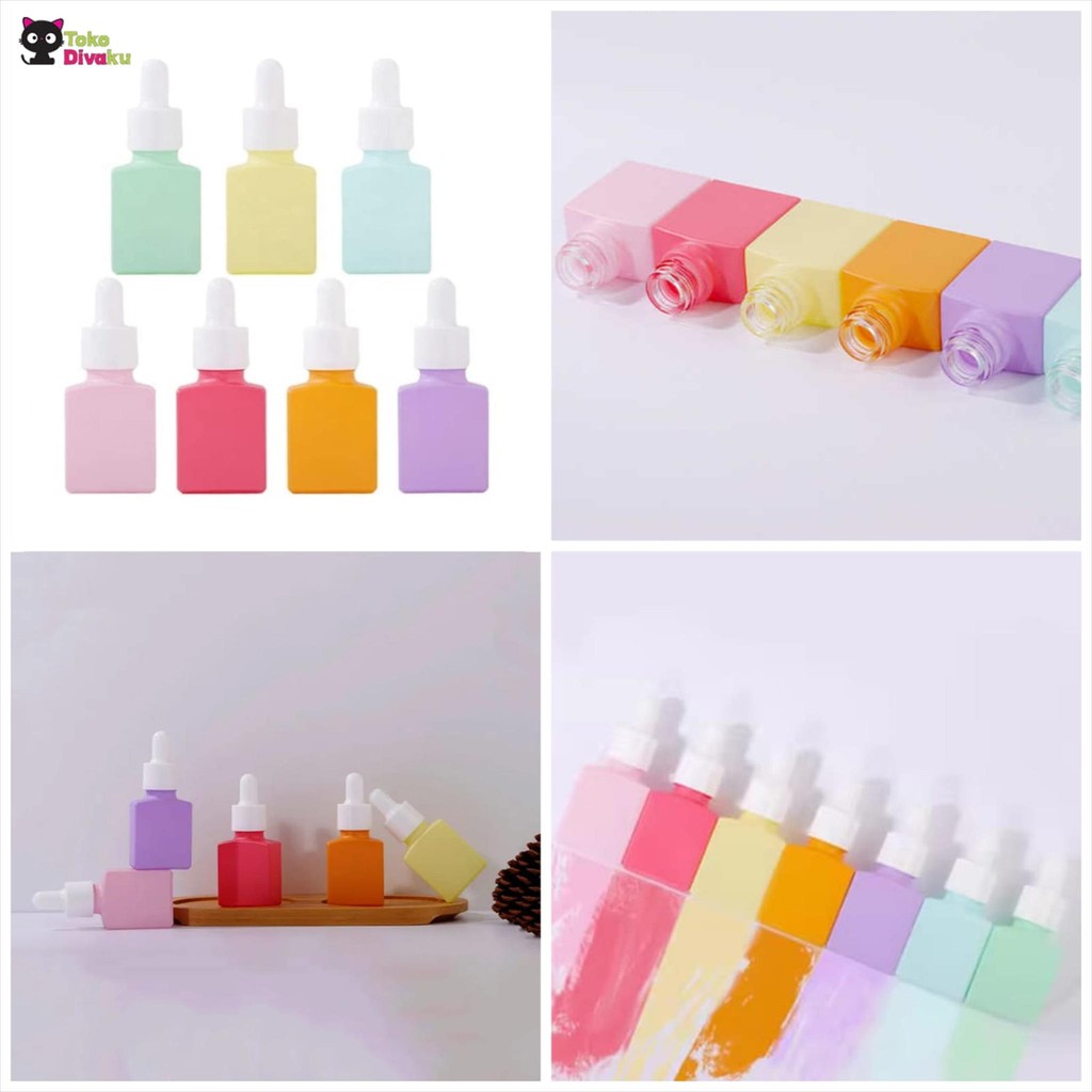 KAOSKAKISURABAYA - TAC050 BOTOL PIPET KACA 20ML WARNA PASTEL BOTOL KACA SERUM SKINCARE