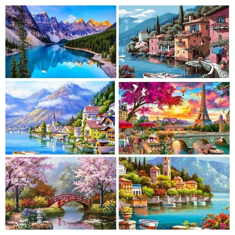 

COD DIY Canvas Painting By Numbers Kit Lukisan Kanvas Cat 40 X 50CM