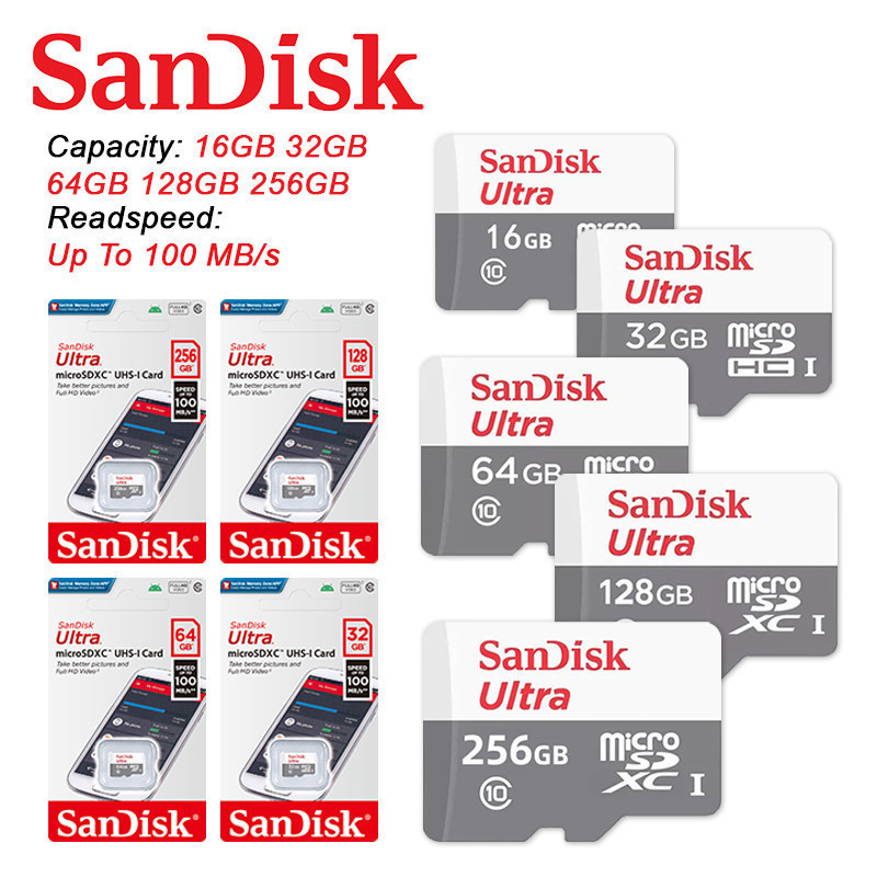 SanDisk Ultra SD Card 256GB 128GB 64GB 32GB 16GB Memory Card Class10 SDXC UHS-1 Card (COD)