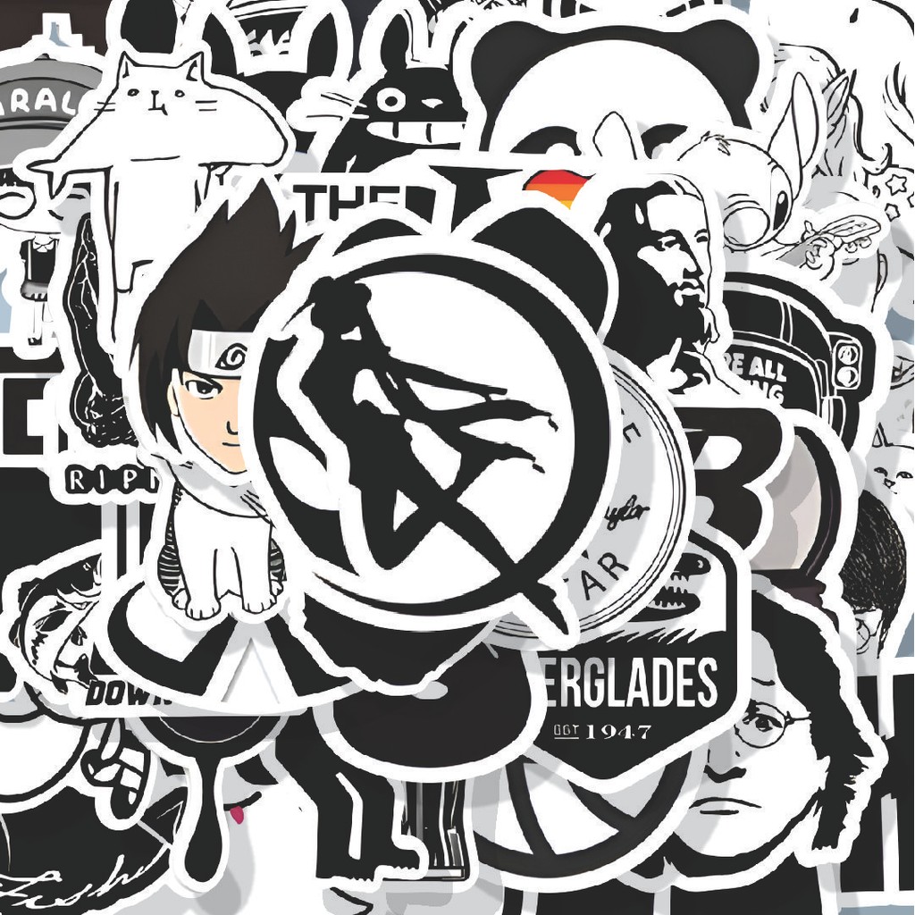 

100PCS Lucu Stiker Funny White and Black Custom [Kustom Putih dan Hitam Lucu] Stiker Aesthetic Stiker Anti Air Stikers Berperekat Waterproof sticker decal buat Motor Helm Buku Journal Koper Casing HP Laptop Botol Minum Hadiah anak