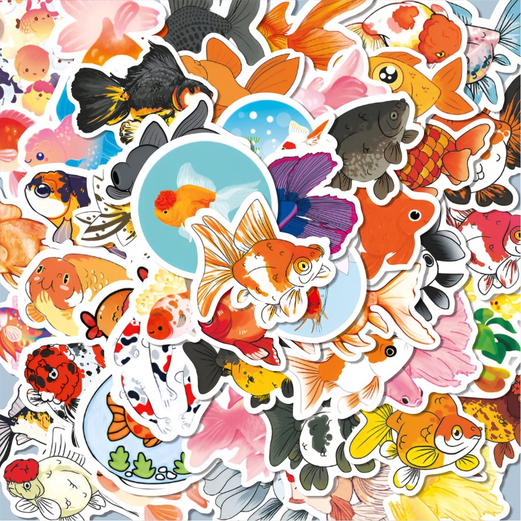 

100PCS Lucu Stiker Cute Fish [Ikan Hias Lucu] Stiker Aesthetic Stiker Anti Air Stikers Berperekat Waterproof sticker decal buat Motor Helm Buku Journal Koper Casing HP Laptop Botol Minum Hadiah anak
