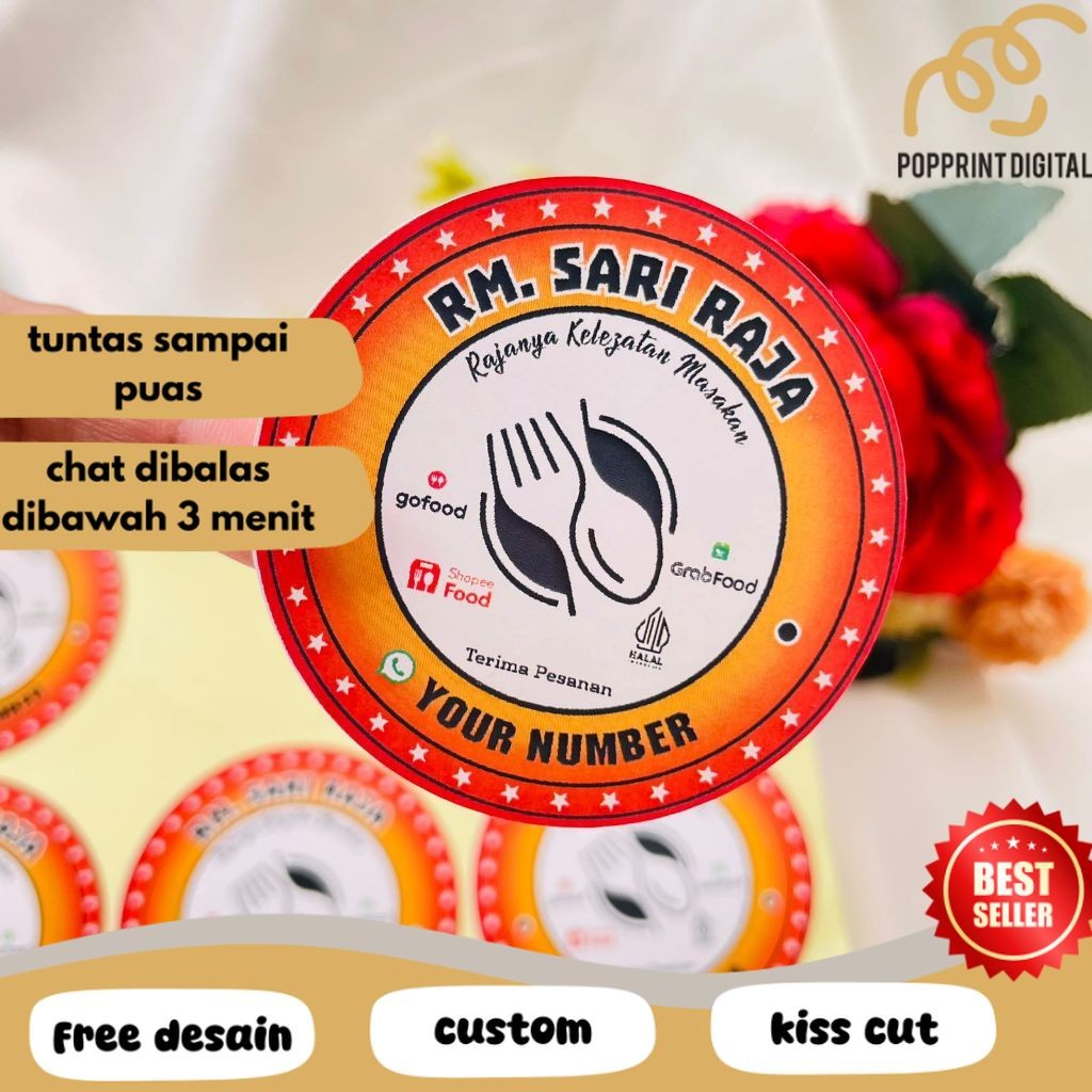 

PpD 2-4 Sticker Warung Nasi Warnas Label Logo Rumah Makan Stiker Restoran Box Dus Free Desain