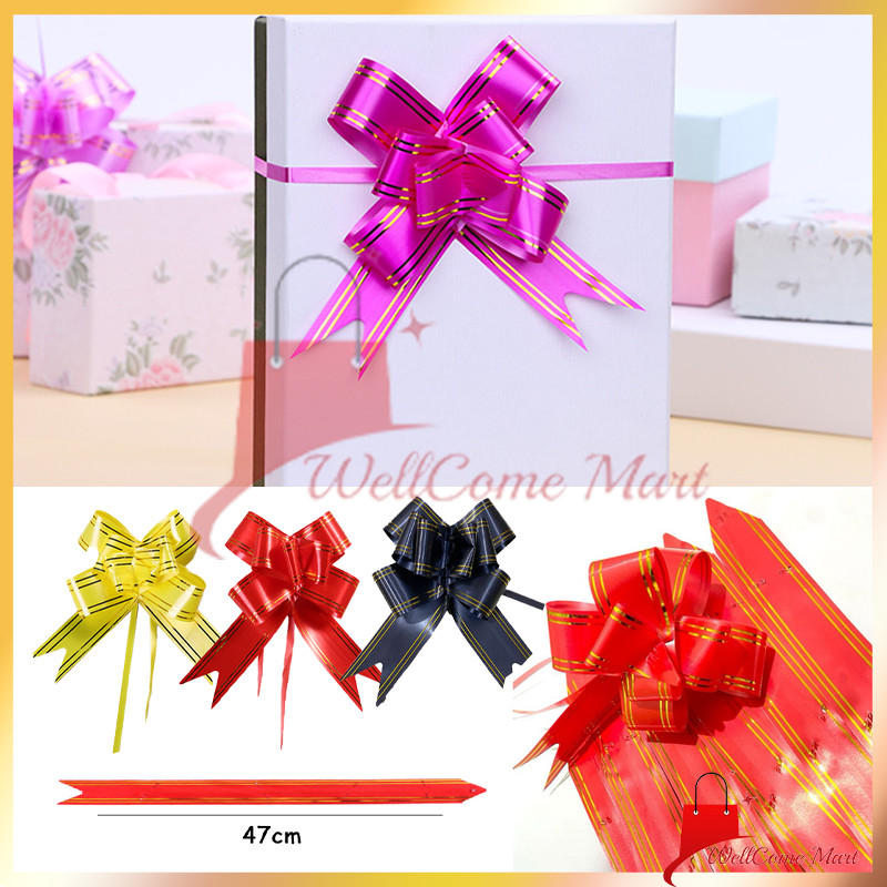 

Pita Serut Motif Garis Lis Emas Isi 10pcs Dekorasi / Pita Tarik