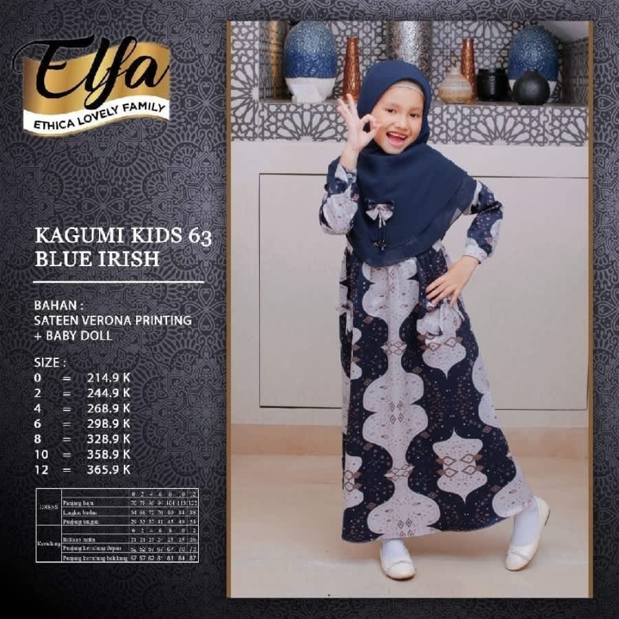 ETHICA GAMIS ANAK KAGUMI KIDS 63 BLUE IRISH