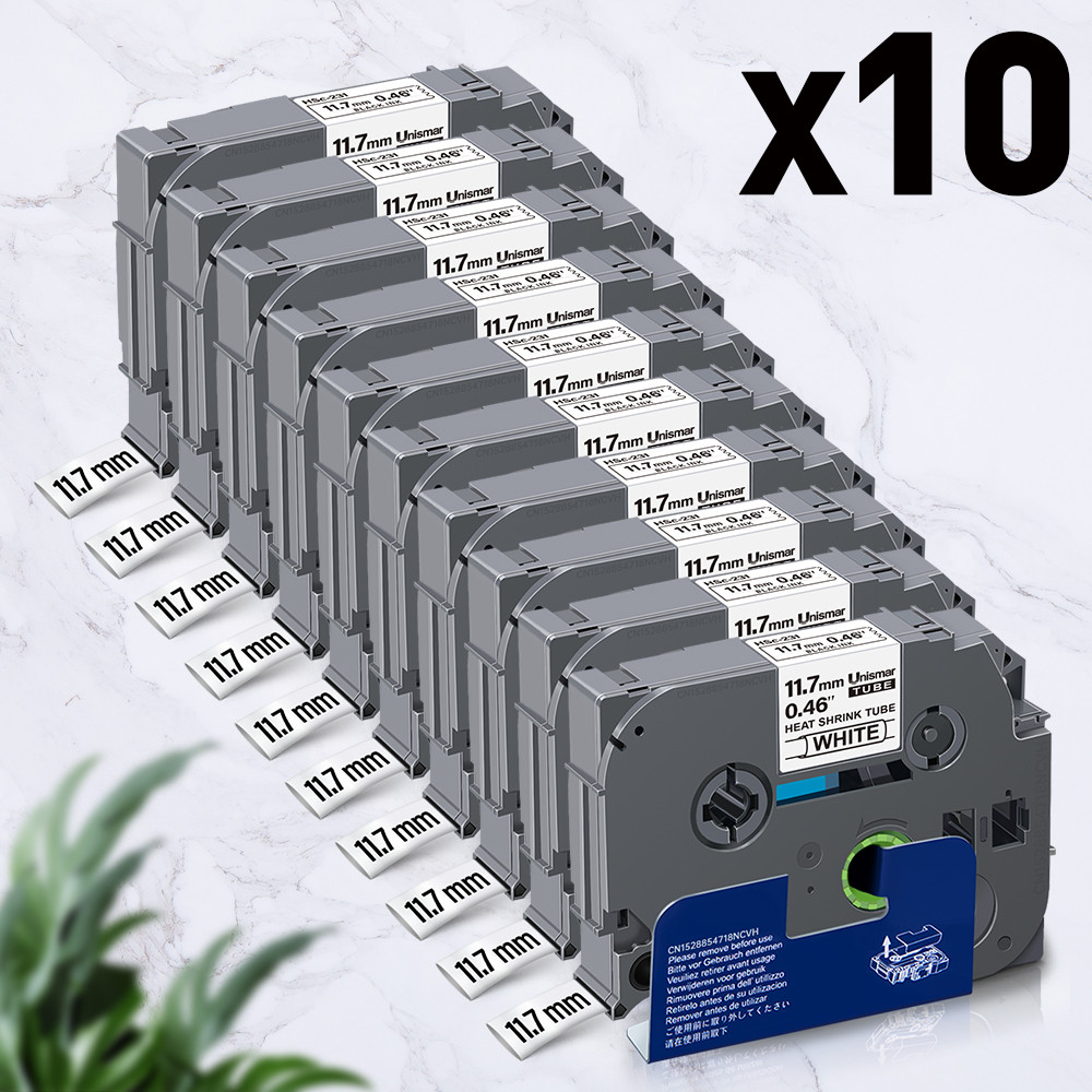 

10PK Heat Shrink Tube Tape HSe231 HSe221 HSe211 HSe241 HSe251 5.8/8.8/11.7mm Label Compatible for Brother P-touch Label Printer