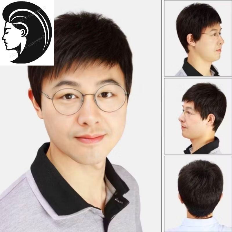 【Rambut nyata.】 Rambut Palsu Pria Botak Wig pria Rambut asli Hair toupee pria Rambut Asli -COD