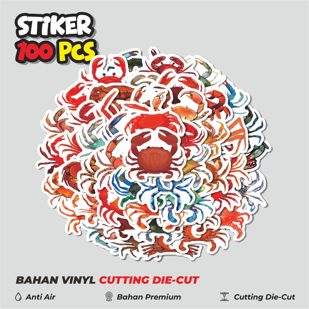 

Terbaru! 50 pcs Stiker Crab Series [Kepiting] Dekorasi Lucu Kreatif untuk Notebook, Skateboard, HP