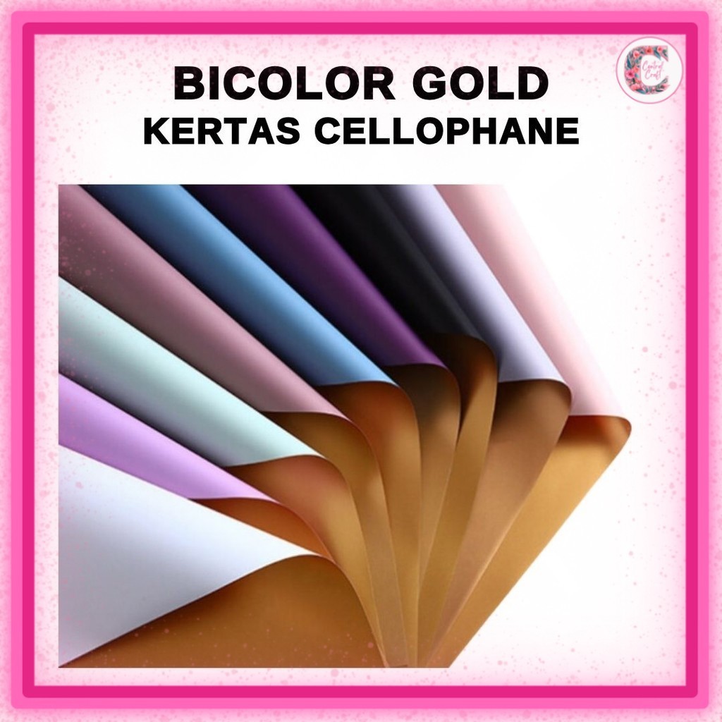 

(20 LEMBAR) Kertas Cellophane Buket Bunga - BICOLOR GOLD - Flower Wrapping Paper