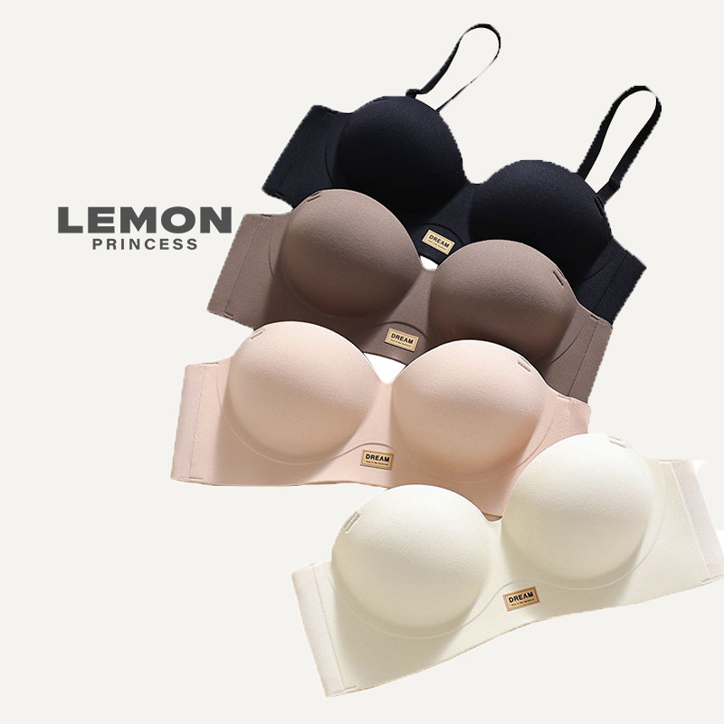 LEMON PRINCESS Bra Wanita Tanpa Kawat A/B Cup Busa Tebal Mulus Nyaman Lembut Bra Sederhana