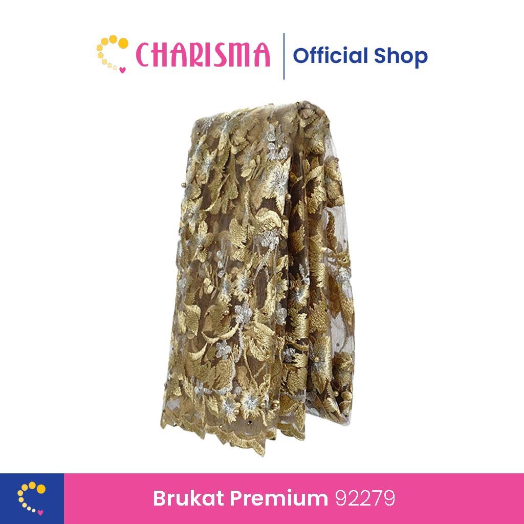 Charisma Bahan Kain Brukat Bunga Premium Gold - 92279