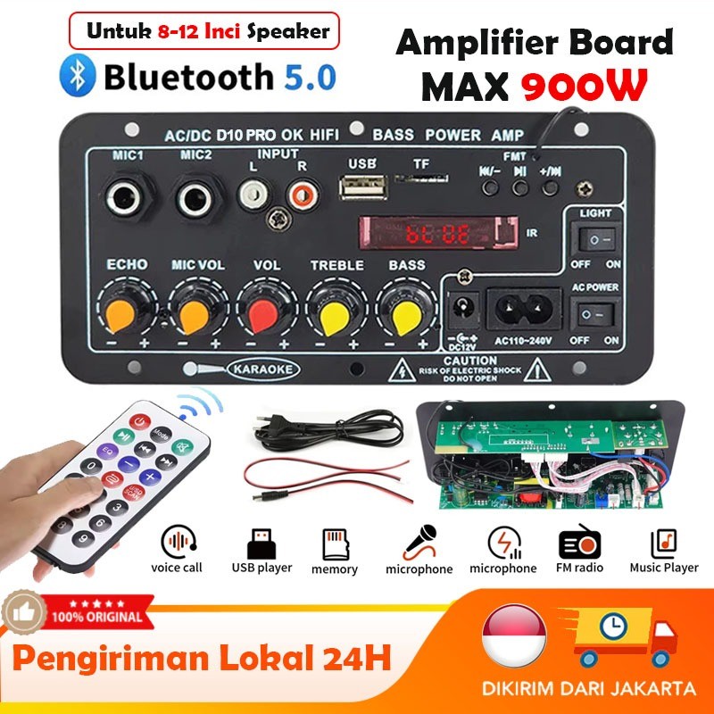 

CODD10Pro 900W Amplifier Penguat Digital Bluetooth Ampli Board 8-12 inch AC220V DC12-24V Suara Stereo Subwoofer Dual Mendukung USB TF FM