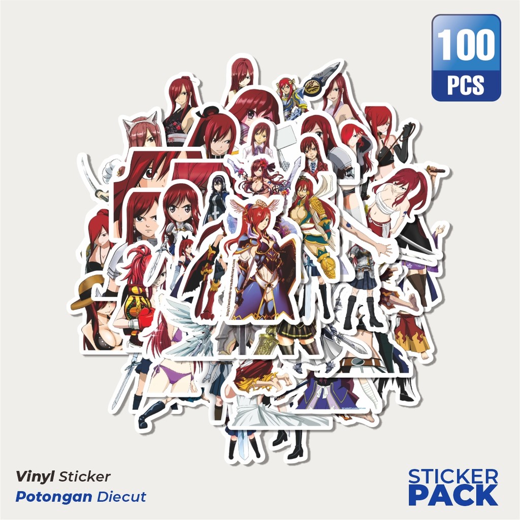 

Super Hemat! 100 PCS Stiker Anime Series Fairy Tai Character Erza Scaret Dekorasi Lucu Kreatif untuk Notebook, Skateboard, HP