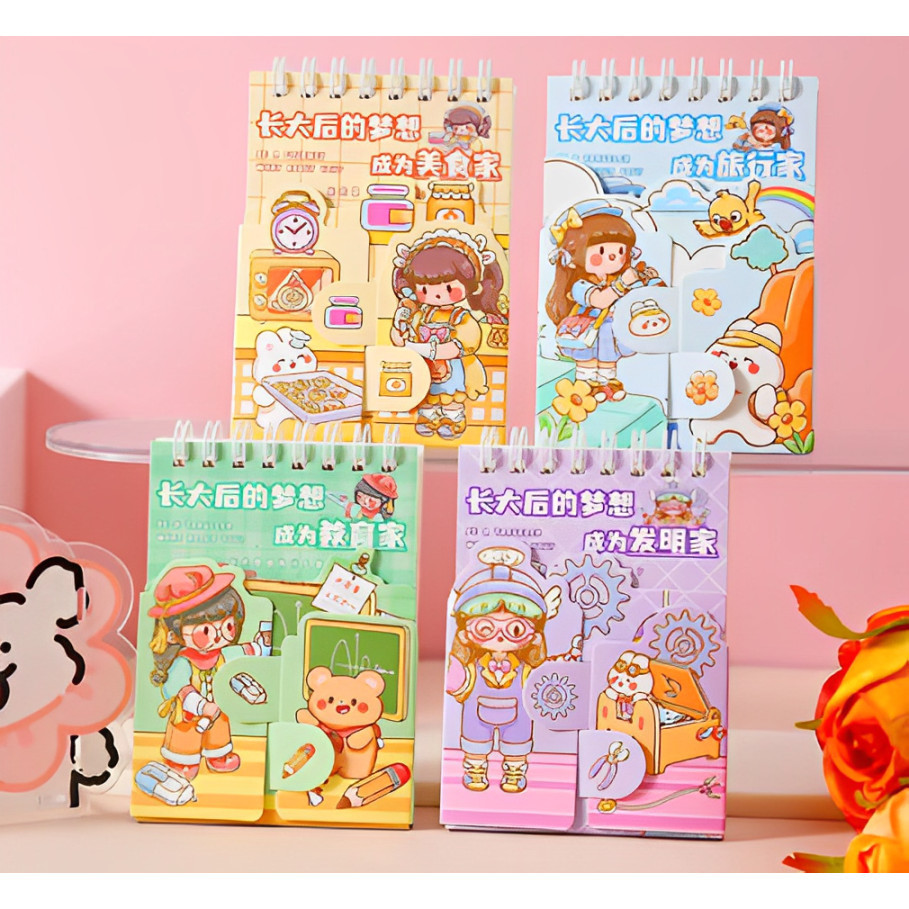 

Notebook Ring Atas Motif Memo Kecil A7 Spiral isi 70 Lembar Cover Lipat Girl Rabbit Import - GG0380