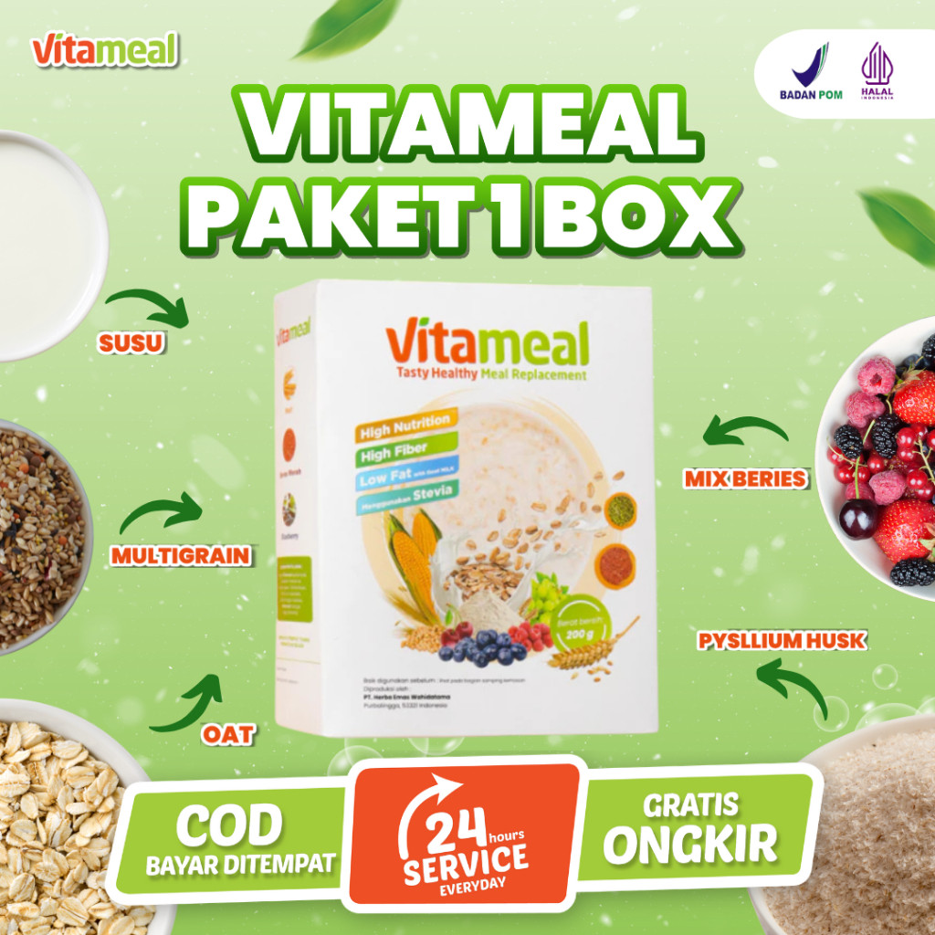 

PAKET 1 BOX VITAMEAL Sereal Sehat untuk Diabetes Tinggi Serat Tanpa Gula Tambahan Menjaga Tetap Stabil Cocok Sarapan Penderita Diabetes PreDiabetes Gaya Hidup Sehat Solusi Nutrisi Harian Penuh Manfaat VETAMEAL SUPERFOOD