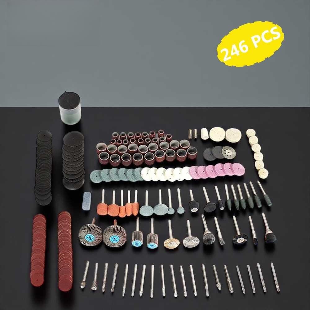 Set Mata Bor Mini Grinder 246 PCS untuk Poles Ukir Potong Kayu Logam Kaca