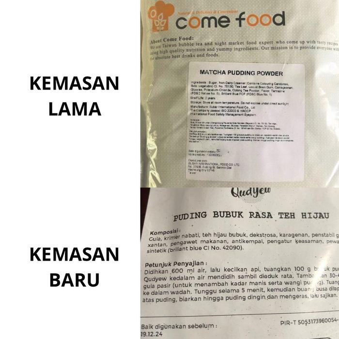 

Come Food Matcha Pudding Powder 1 kg / Green Tea Puding / Silky ENAKKK