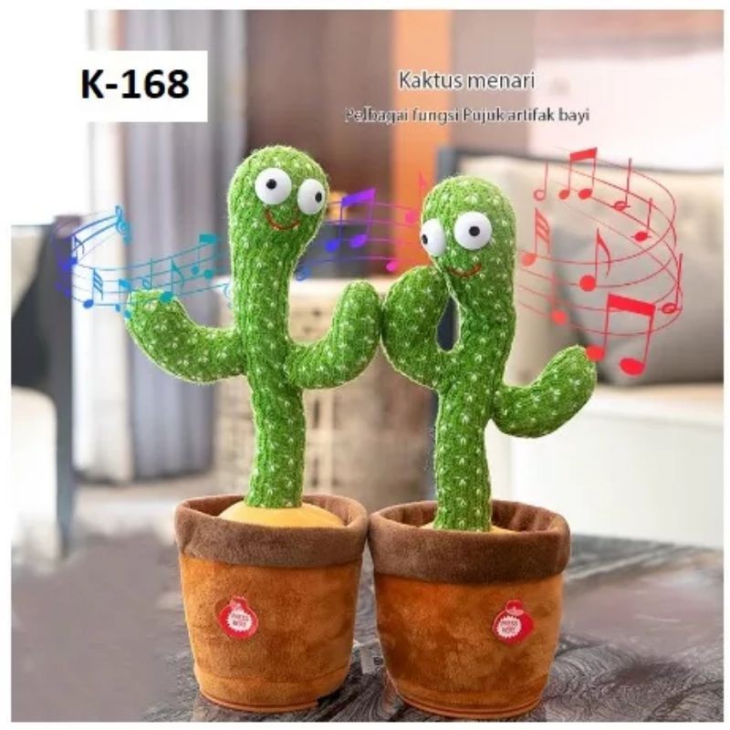 Boneka Kaktus Goyang Charger USB/ Mainan kaktus suara menari / Mainan kaktus menari LED termurah