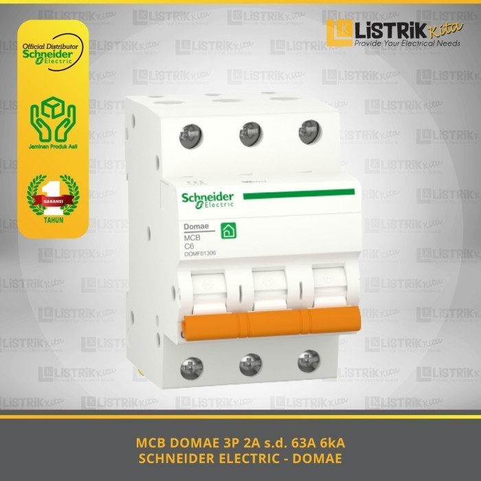 MCB SCHNEIDER ELECTRIC DOMAE 3P  6A s.d. 63A 6kA Kurva C - DOMF013**