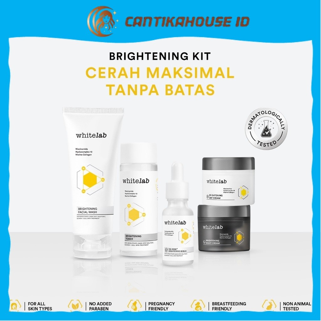 Whitelab Brightening Paket Wajah 5in1 Mencerahkan Wajah Paket Skincare White Lab Pemutih Wajah BPOM 