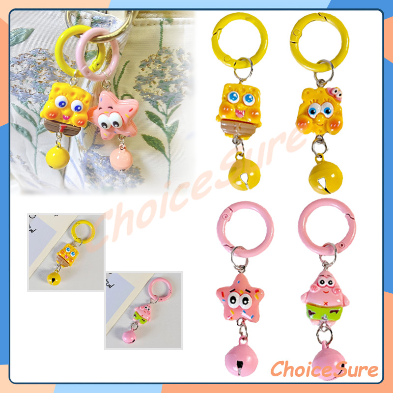Gantungan Kunci Spongebob Lonceng/Gantungan Kunci Lonceng Lucu Karakter Spongebob & Patrick/Keychain
