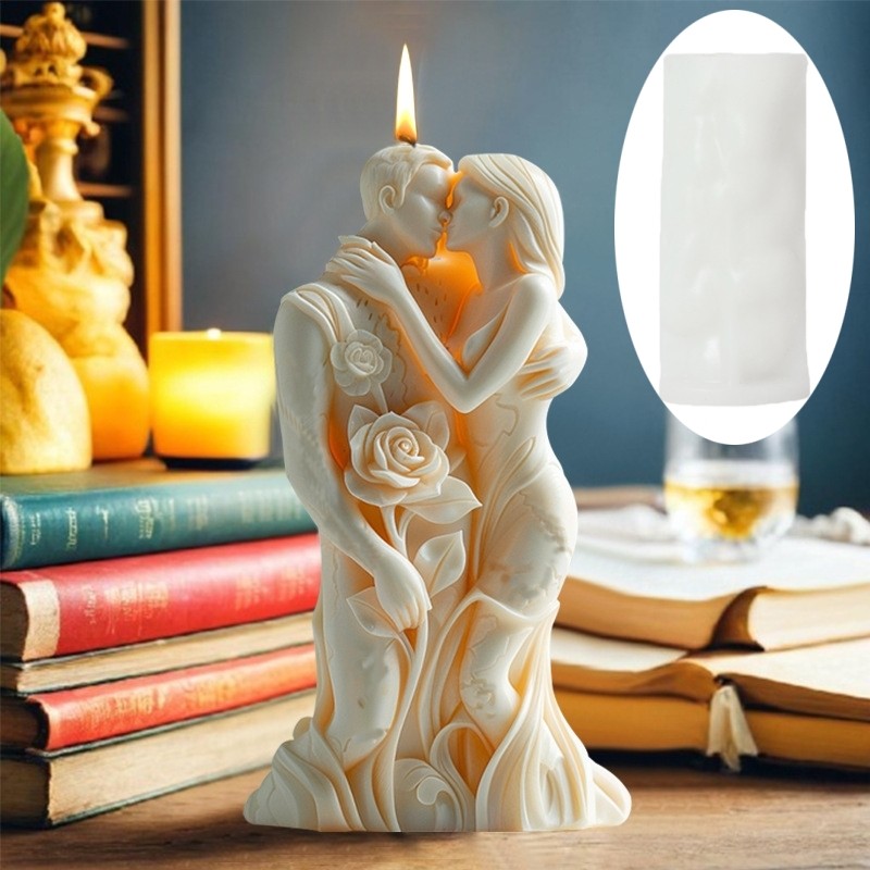 

DIY Lovers Embrace Candles Silicone Mold Flowers Roses Couple Concrete Resin Mould Men Women Embrace Gypsum Molds Wedding Decor
