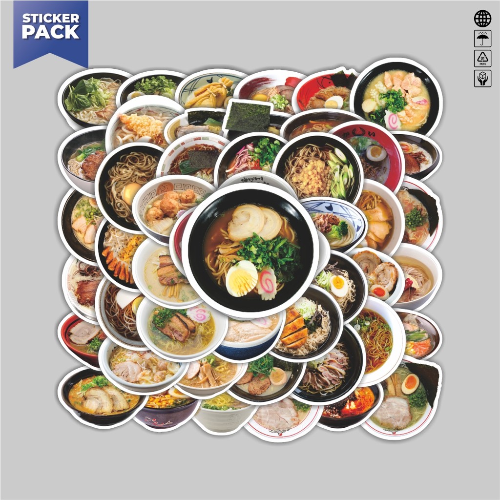 

[100PCS]Stiker Pack Stiker Makanan Series Japanese Ramen Real Aesthetic Vinyl Anti Air Dekorasi Sticker Laptop Buku Journal Koper Helm Casing HP Gitar Helm Skateboard