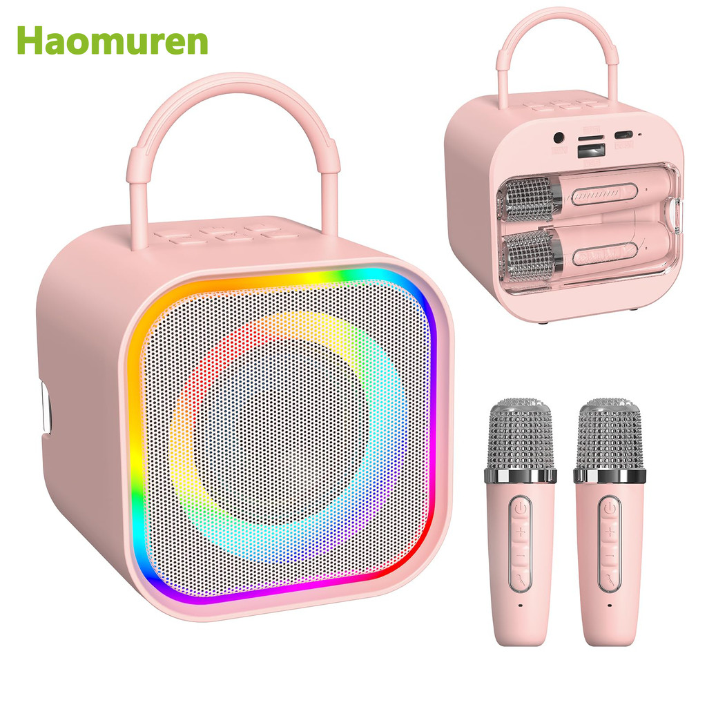 Haomuren Mini Karaoke Machine for Kids Girls  Portable All in one Bluetooth Karaoke Speaker with 2 m
