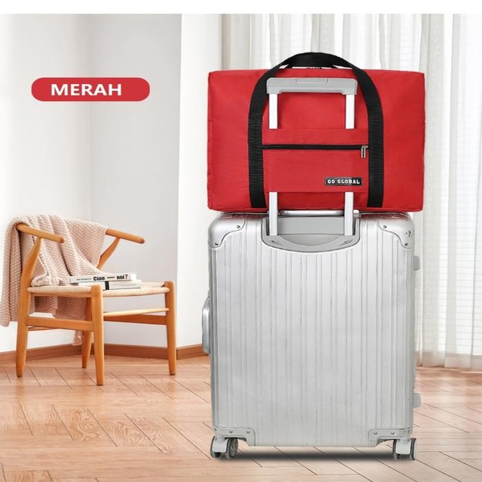 Tuttoo koper Tas Travel Lipat Besar Hand Carry Waterproof Bag Organizer - MERAH, SEDANG