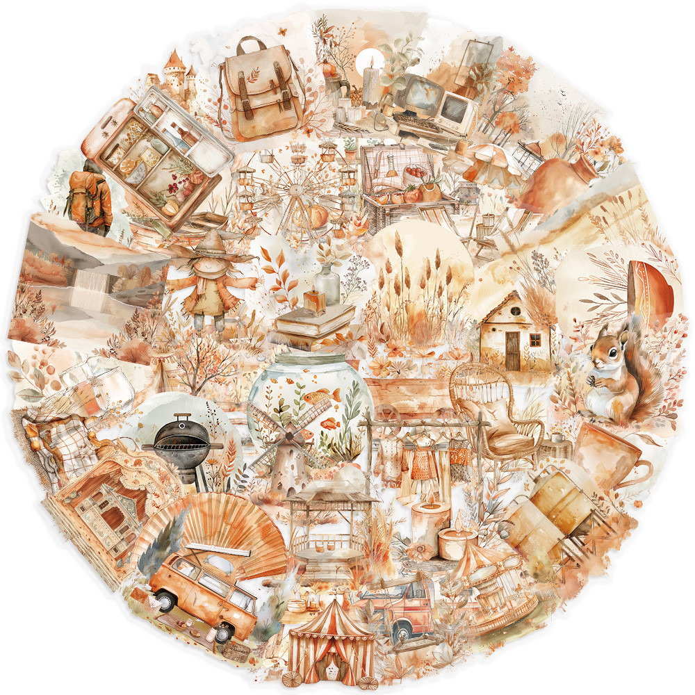 

50PCS Watercolor Clip Art Stickers PVC Sticker PET Aesthetic Colorful Decoration Scrapbooking Stationery School Supplies Kids﻿