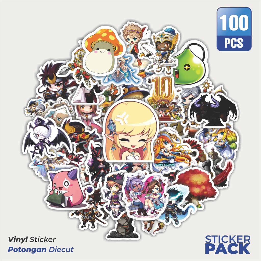 

100 PCS STIKER Game Series Maple Story Mix 2 Waterproof Aesthetic- Untuk Laptop, Motor, dan Helm - Paper Stationery Pack