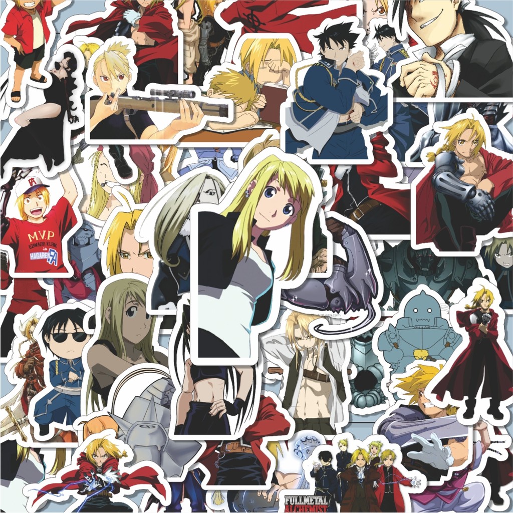

100PCS Lucu Stiker Anime Series Full Metal Alchemist Character Mix 4 Stiker Aesthetic Stiker Anti Air Stikers Berperekat Waterproof sticker decal buat Motor Helm Buku Journal Koper Casing HP Laptop Botol Minum Hadiah anak