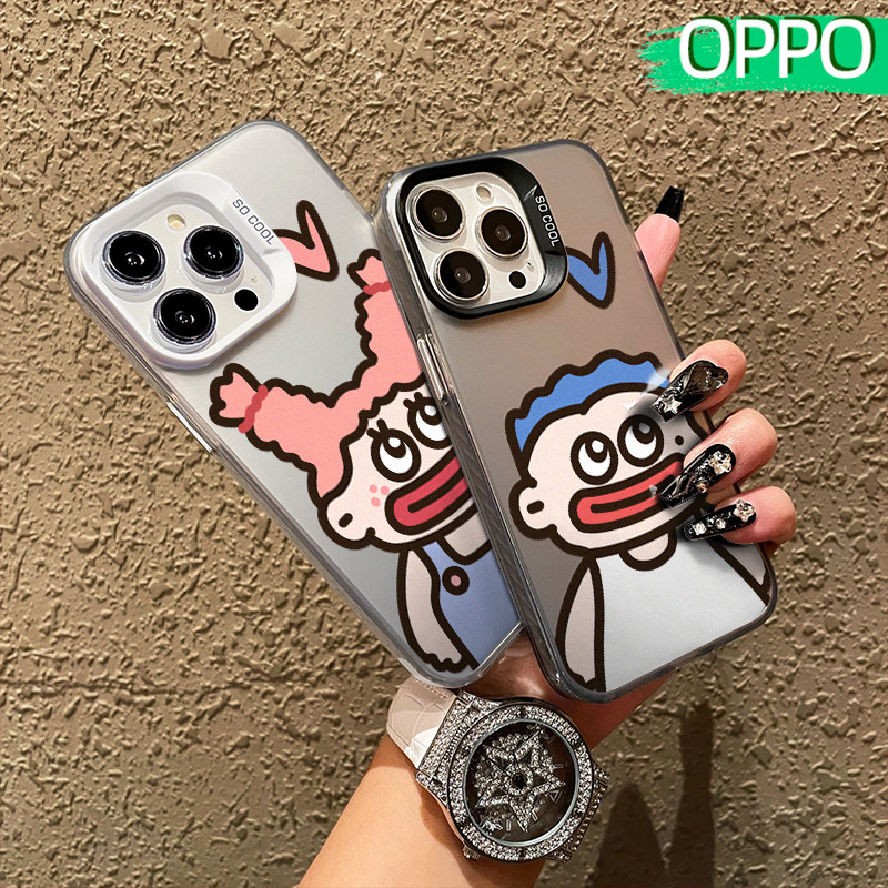 Lucu Boy Couple Hologram PC Case OPPO A18 A57 A16 A15 A17 A60 A3x A3s A5s A54 A53 A12 A31 A58 A1K A7