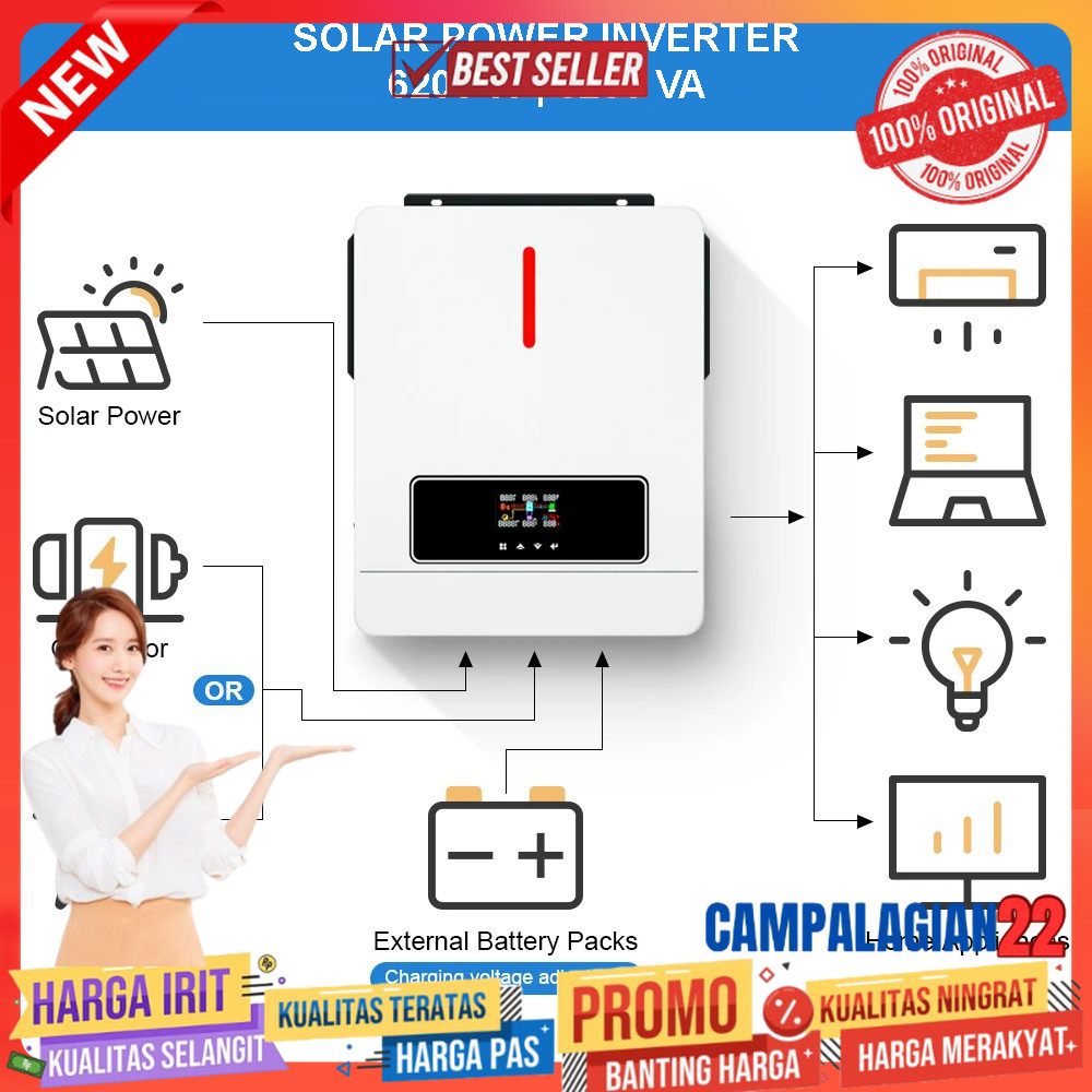 Victor Inverter Solar Controller Hybrid DC 48V to AC 230V 6200W - ECO-6.2KW-PLUS