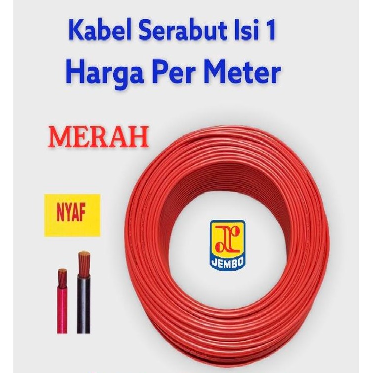 Kabel NYAF 1.5mm Jembo Kabel NYAF Jembo 1.5mm Kabel 1.5mm Kabel Serabut NYAF 1x1.5mm - Merah