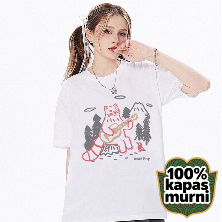 Kaos Desain dengan Elemen Kartun Lucu & Pesan Hidup, Gaya Fashion Kontemporer