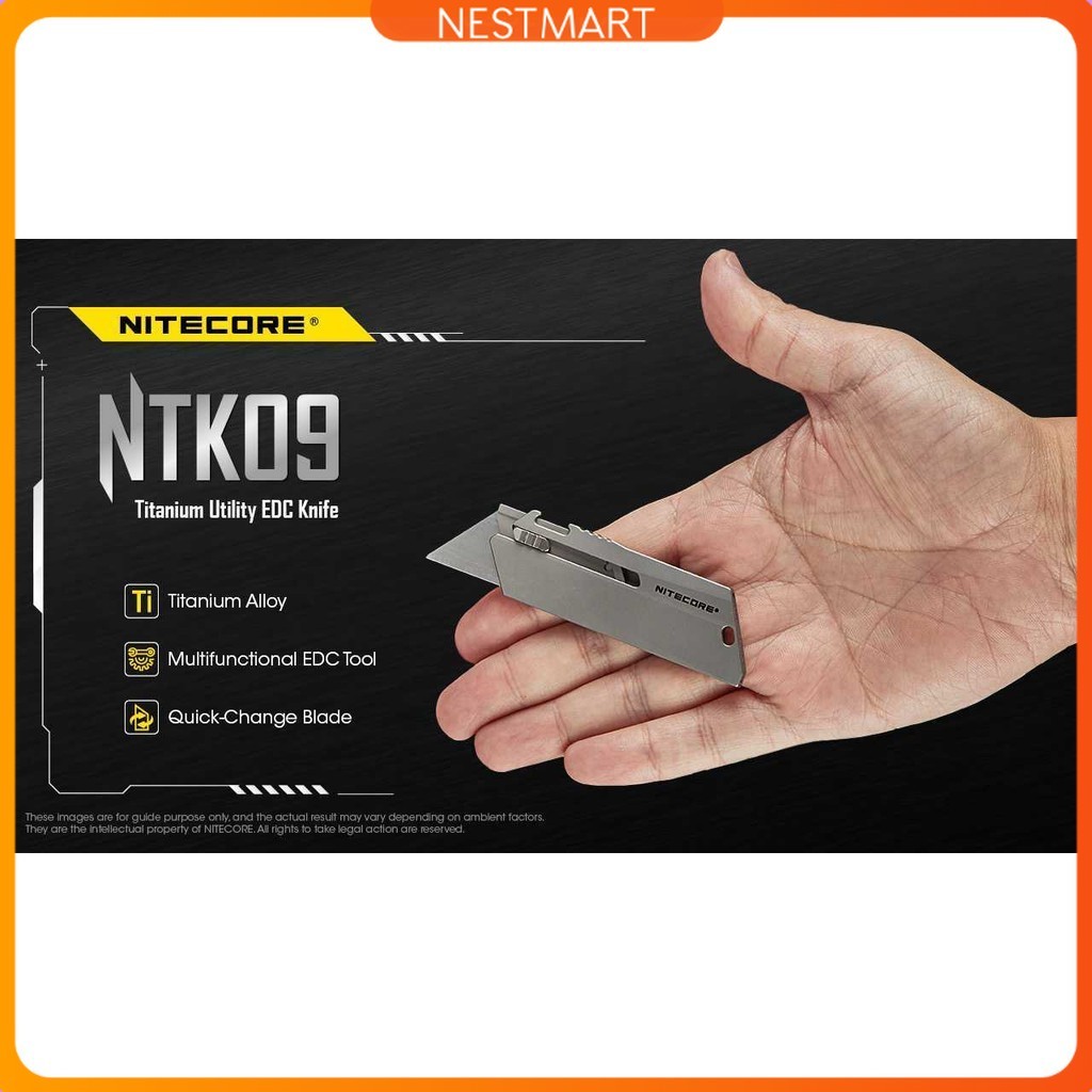 

NITECORE Pisau Cutter Quick Change Blade Utility Knife Titanium Alloy - NTK09