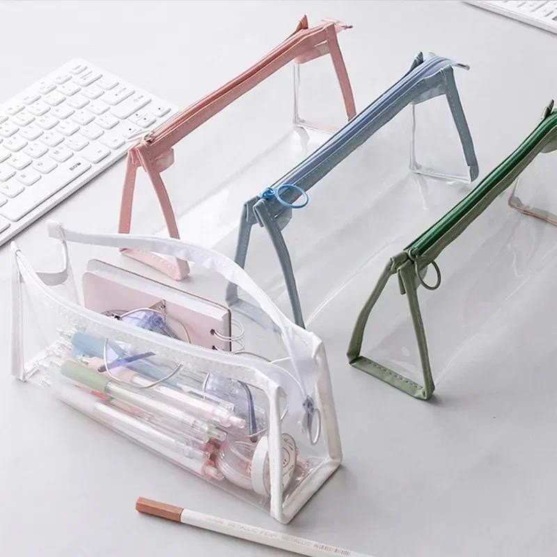 

Transparent Pencil Case Large Capacity Simple Pen Bag Kawaii Cosmetic Bag School Study Stationery Office Supplies