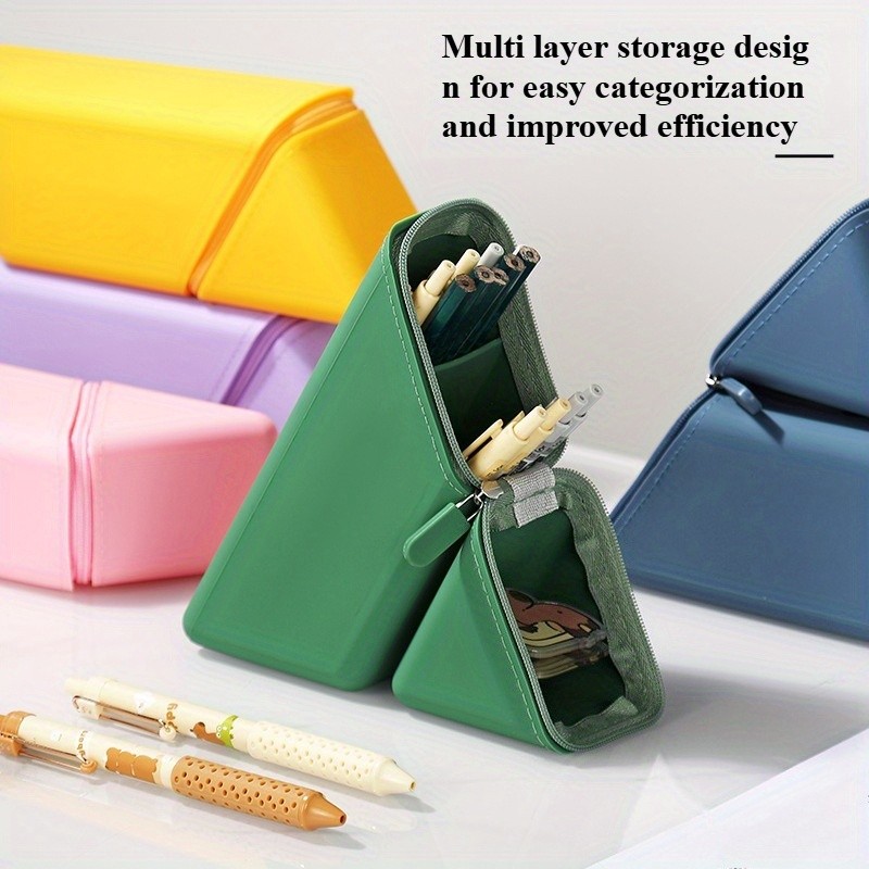 

1 Stylish Silicone Pen Holder Foldable Large Capacity Expandable Vertical Pencil Case for Desktop Office and Study Use