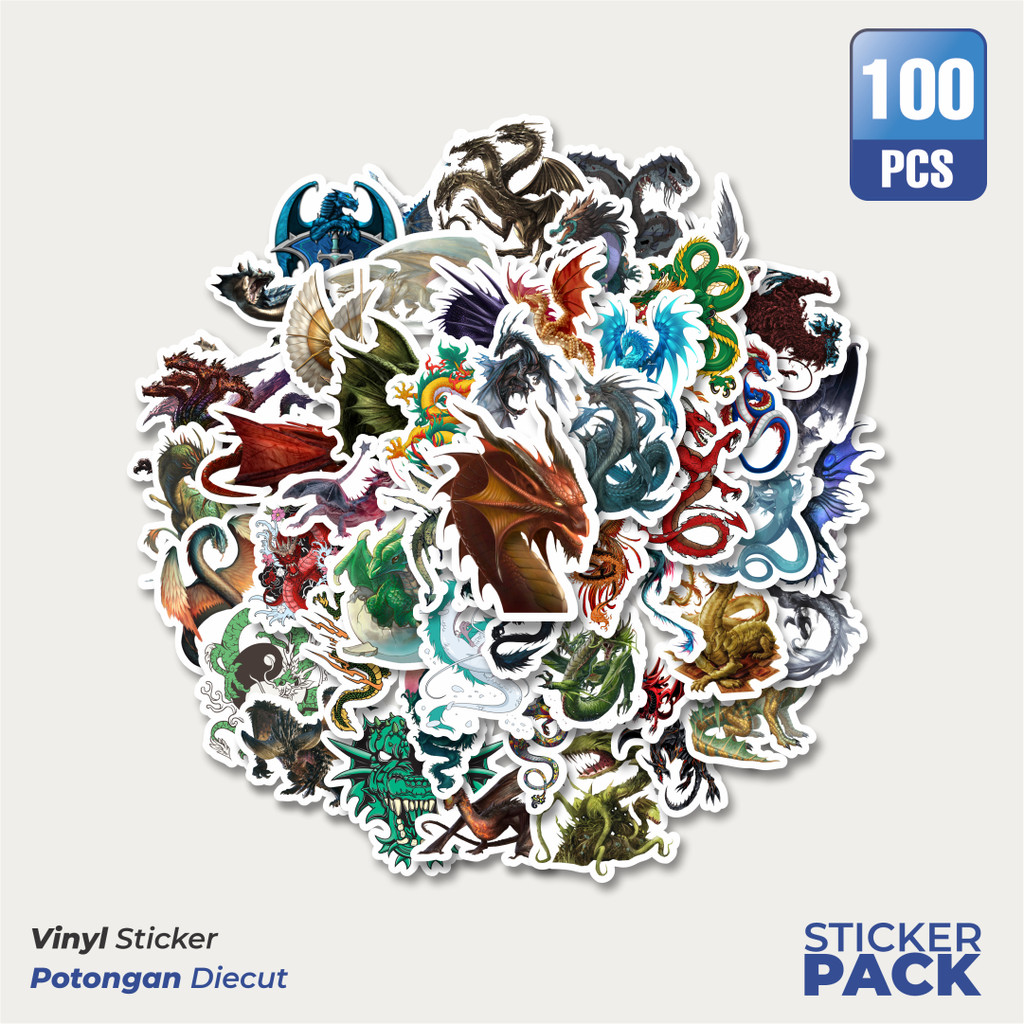 

MURAH 100 PCS Stiker Dragon Illustration Mix 1 [Ilustrasi Naga] Waterproof Aesthetic- Untuk Laptop, Motor, dan Helm - Paper Stationery Pack