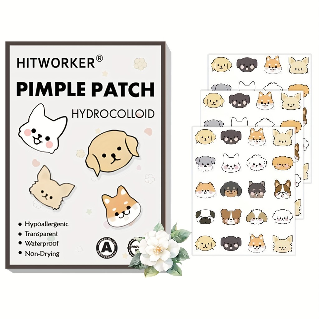 

60pcs HITWORKER Acne & Herpes Patches – Waterproof, Transparent, Hypoallergenic Spot Covers with Cute Animal Design for Face & B