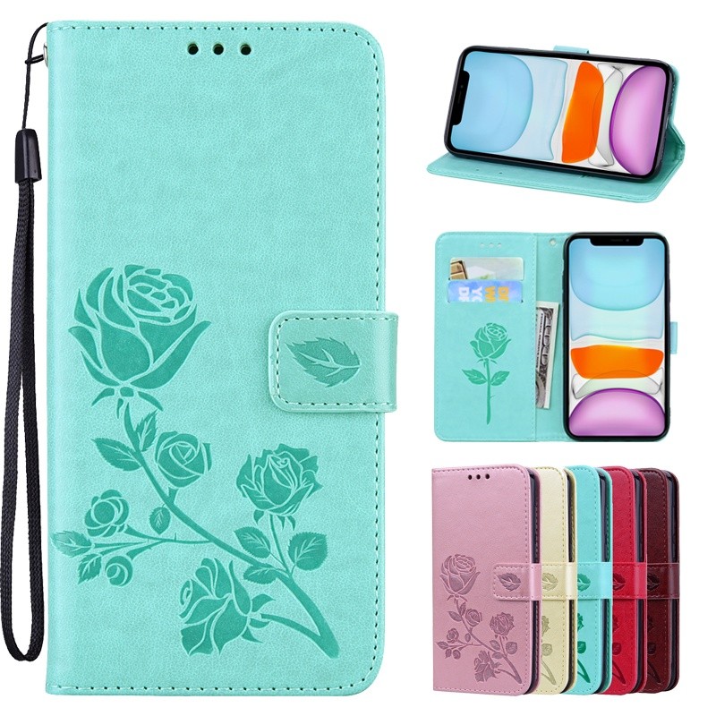 Rose Embossing Kulit Dompet Flip Case Untuk Huawei Honor X9a X8a X7a X8 X7 X6 Pemegang Kartu Magneti
