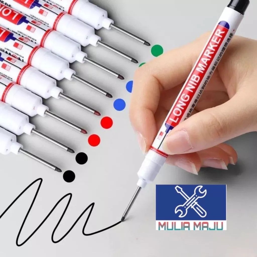 

Spidol Tukang Penanda Kepala Panjang Pulpen Tulisan Serbaguna Tukang Bangunan Lubang Dalam Spidol Berminyak Tahan Air Cepat