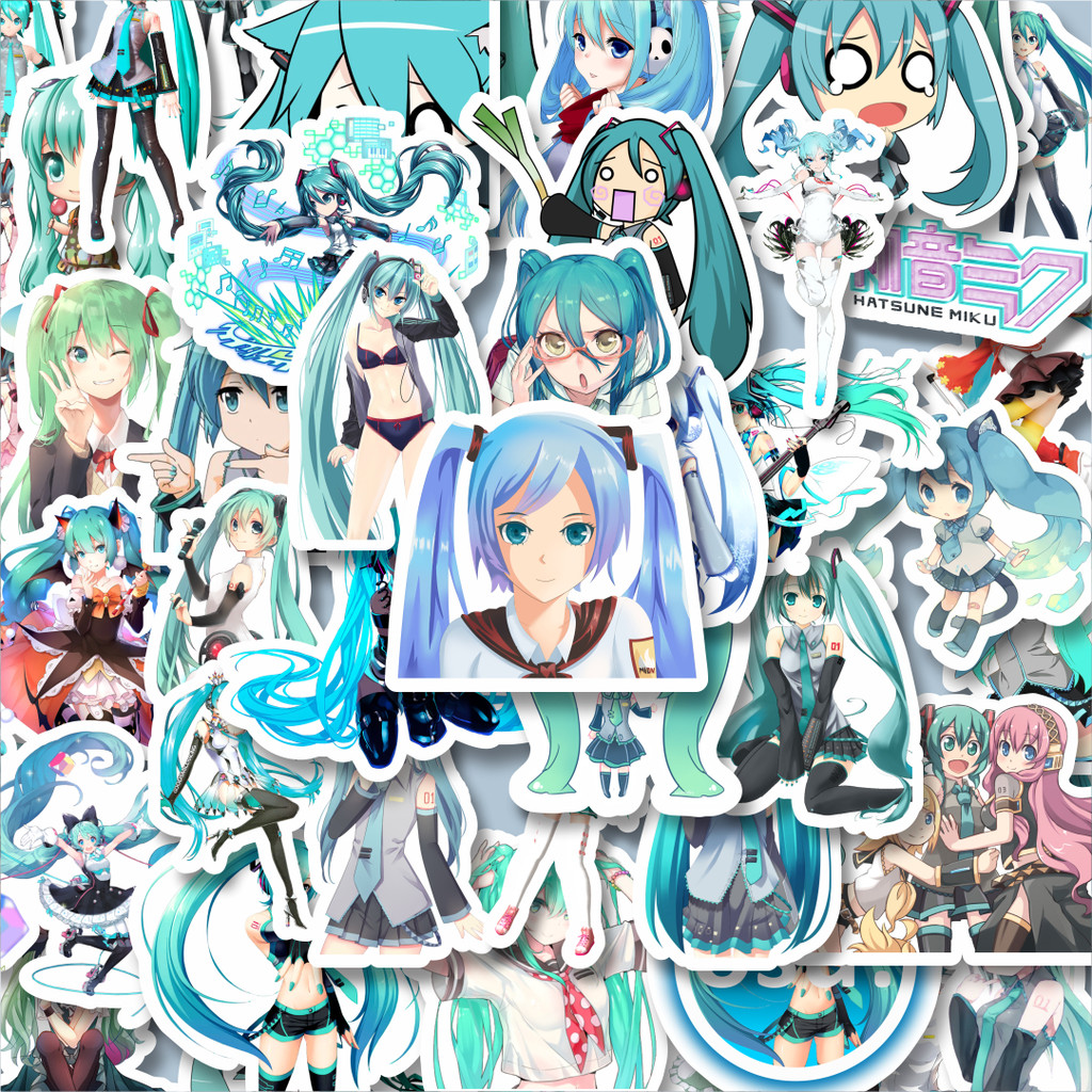 

100PCS Lucu Stiker Music Series Hatsune Miku Mix 6 Stiker Aesthetic Stiker Anti Air Stikers Berperekat Waterproof sticker decal buat Motor Helm Buku Journal Koper Casing HP Laptop Botol Minum Hadiah anak