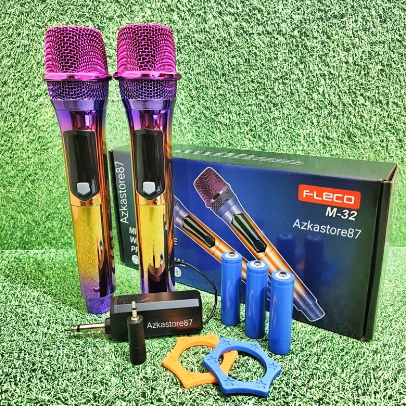 mic wireless fleco m-32 mic karaoke microphone professional mic terbaru