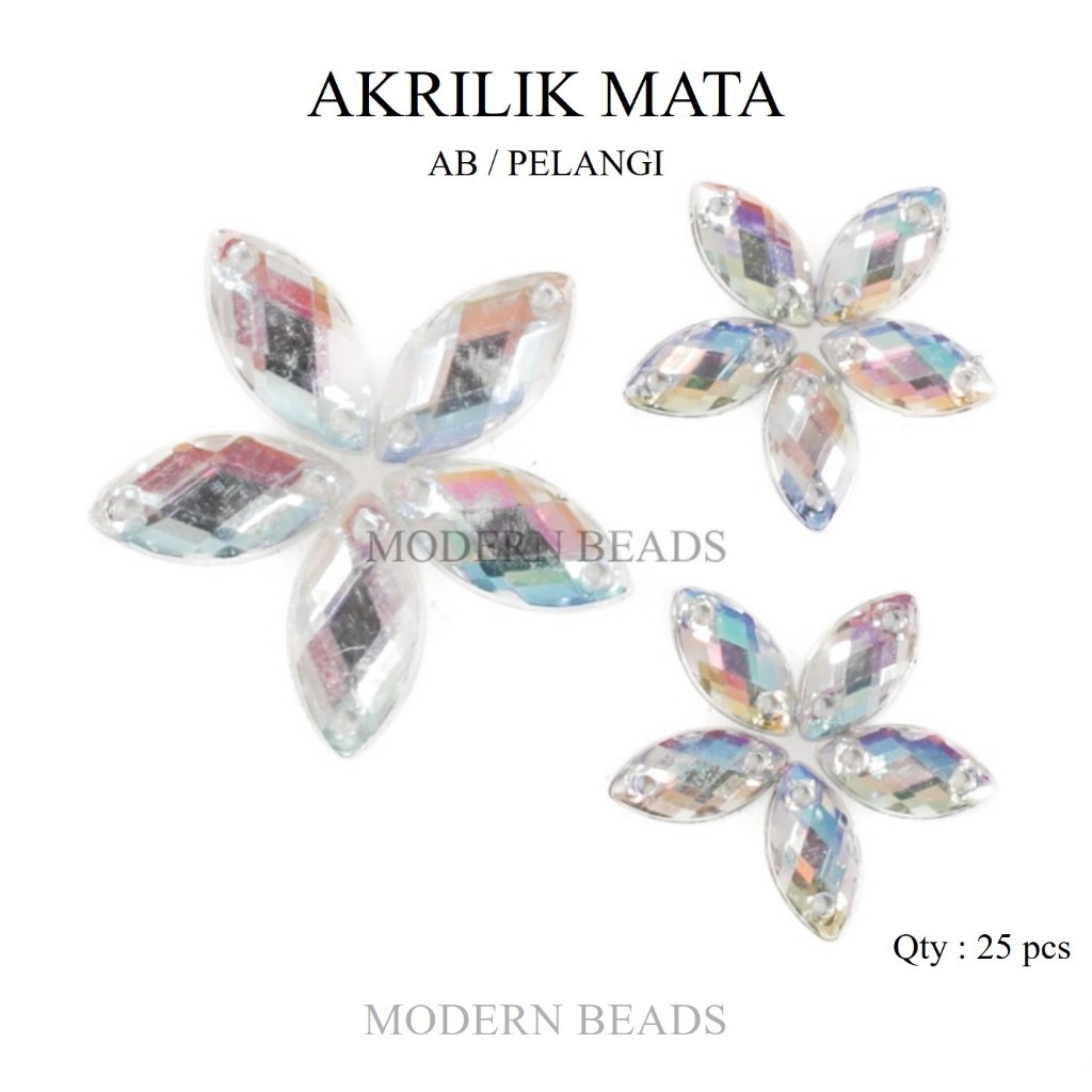 [25 pcs] Akrilik Mata AB / Pelangi / Diamond Kristal Akrilik / Payet Akrilik / Acrylic Pelangi Grade