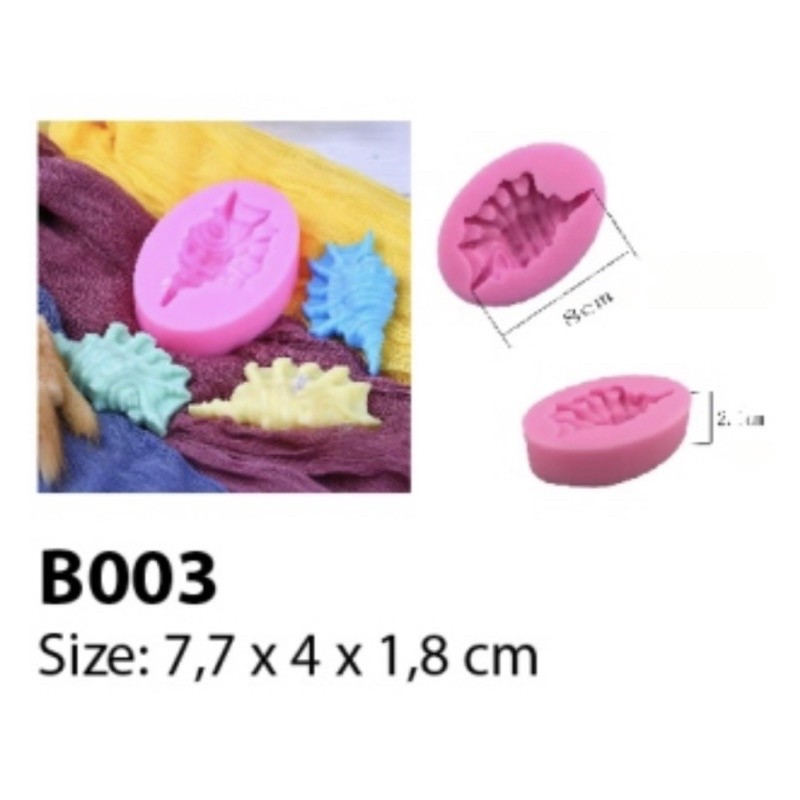 B003 - Cetakan Silikon Cokelat Mold Fondant Puding Binatang Laut Kerang Terompet(TALK)